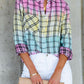 Multicolor Tie Dye Plaid Button Up Shirt