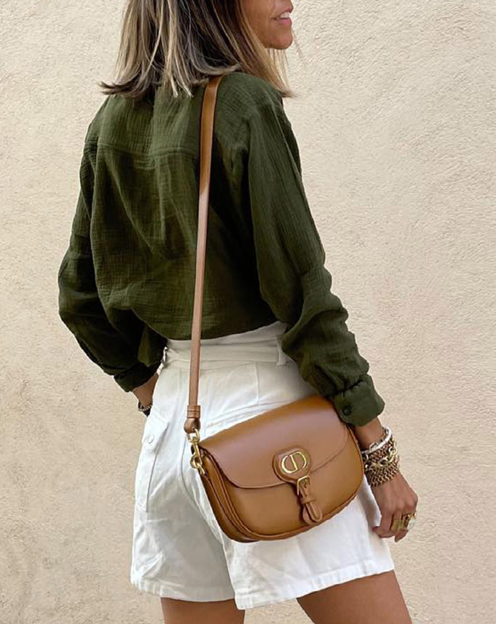 Crinkle Textured Button Up Long Sleeve Shirt