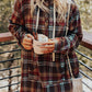 Plus Size Plaid Kangaroo Pocket Drawstring Hoodie