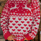 Merry Christmas Reindeer Heart Pattern High Neck Sweater