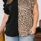 Leopard Contrast Block Flutter Sleeve Plus Size Top