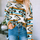 Aztec Striped Knit Ribbed Trim Sweater