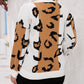 Leopard Print Colorblock Drop Shoulder Plus Size Sweater