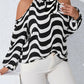 Plus Size Striped Cold Shoulder Halter Neck Blouse
