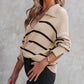Striped Knit Collared Pullover Sweater