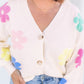 Floral Pattern V Neck Buttoned Plus Size Cardigan