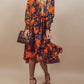 Floral Print Faux Wrap Belted Dress