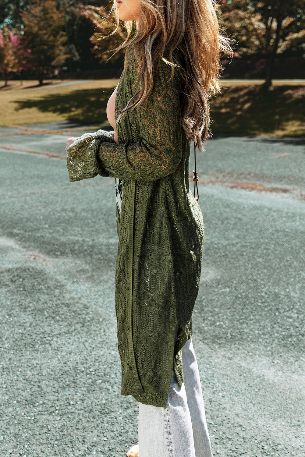 Open Front Pointelle Cardigan