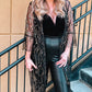 Sequin Sheer Long Sleeve Open Front Kimono