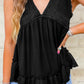 Lace Splicing V Neck Ruffled Babydoll Tank Top