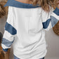 Striped Colorblock Patchwork Collar Sweatshirt