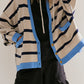 Colorblock Drop Shoulder Buttoned Loose Cardigan