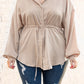Plus Size Puff Sleeve Tied Tunic Shirt