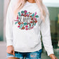 Be Happy Floral Print Crewneck Long Sleeve Top