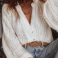 V-Neck Long Sleeve Button Up Lace Shirt