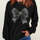 Rhinestone Bowknot Graphic Crewneck Pullover Sweatshirt