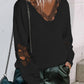 Hollowed Lace Splicing V Neck Loose Sweater
