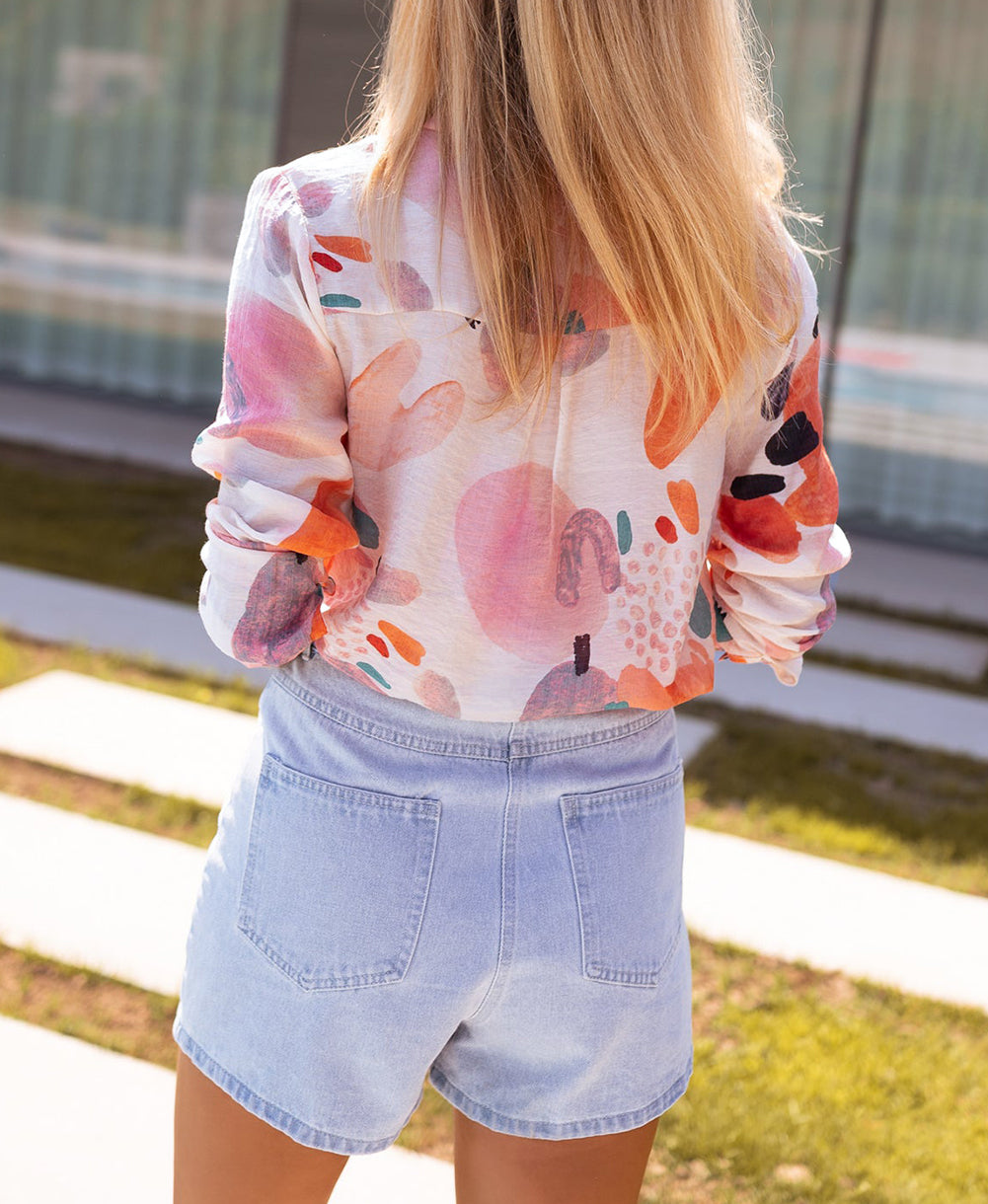Abstract Print Long Sleeve Button-Down Shirt