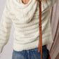 Pointelle Knit Raglan Sleeve Hooded Sweater