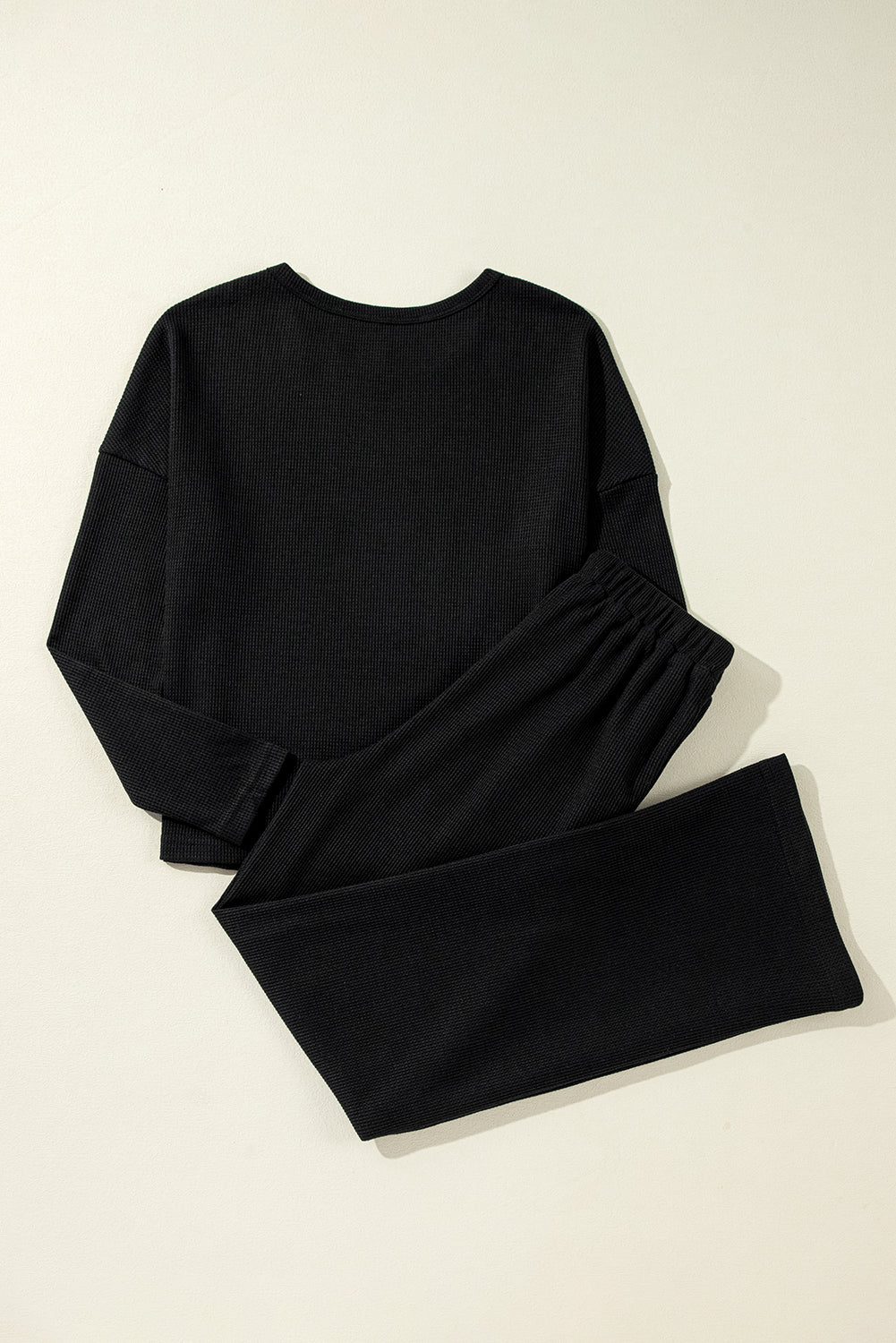 Textured Long Sleeve T Shirt and Pants Lounge Set