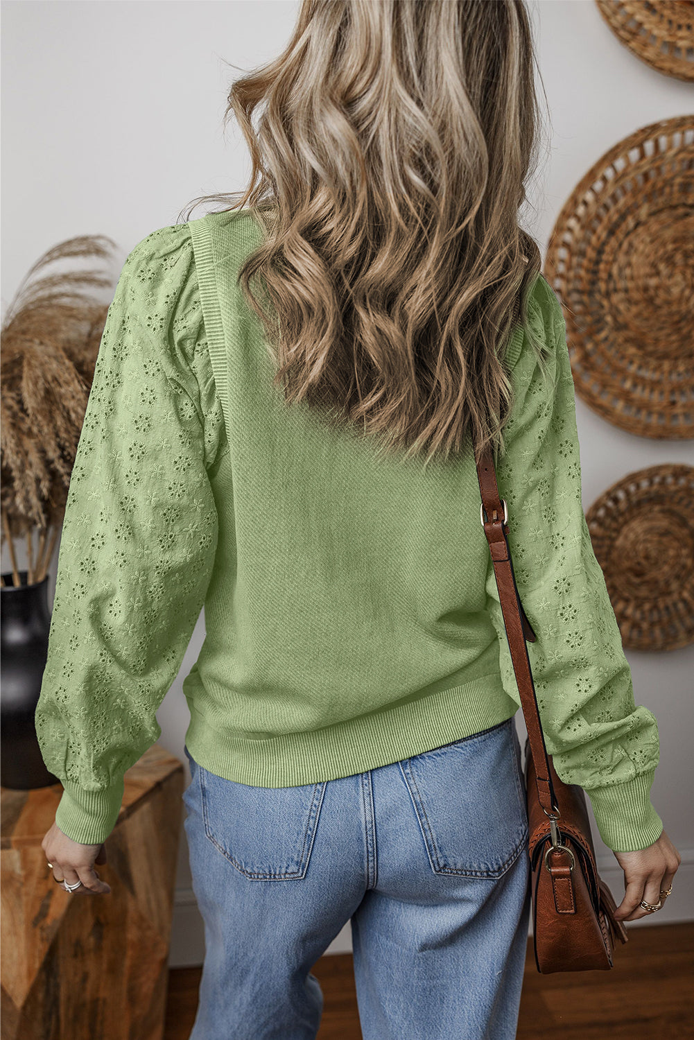 Textured Patchwork Round Neck Sweatshirt