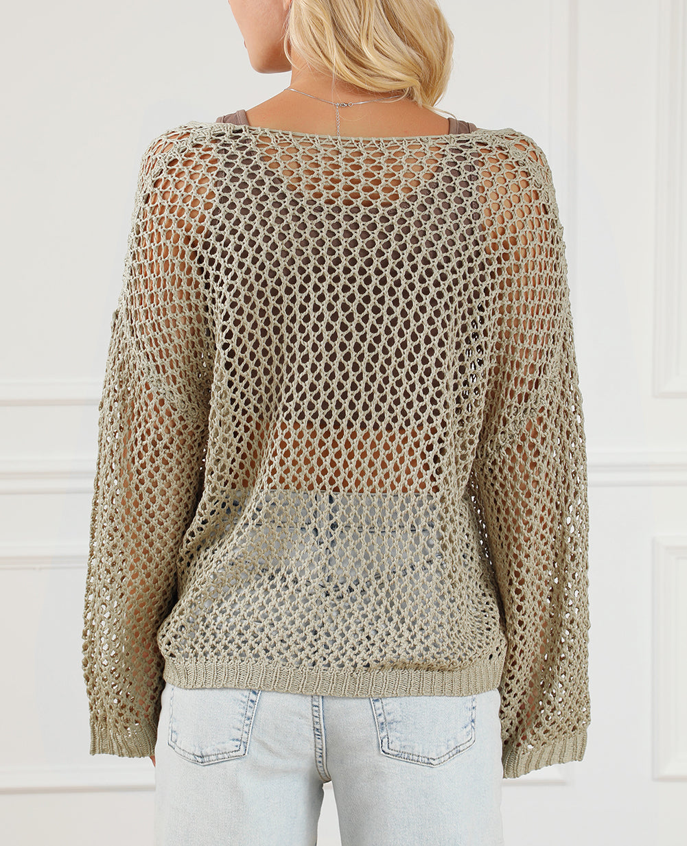 Star Pointelle Knit Baggy Sweater