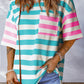 Stripe Contrast Patch Pocket Drop Sleeve T Shirt