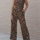 Print Halter Neck Backless Wide Leg Jumpsuit