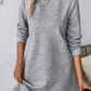 Solid Color Textured Long Sleeve Shift Dress