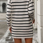 Stripe Long Sleeve High Neck Sweater Dress