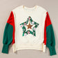 Christmas Tinsel Star Side Slits Colorblock Sweatshirt