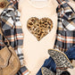 Sequined Leopard Love Heart Print Crew Neck T Shirt