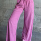 Plaid Print Drawstring High Waist Wide Leg Casual Pants