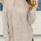 Drawstring Cowl High Neck Long Sleeve Split Top