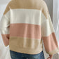 Color Block Lantern Sleeve Drop Shoulder Sweater