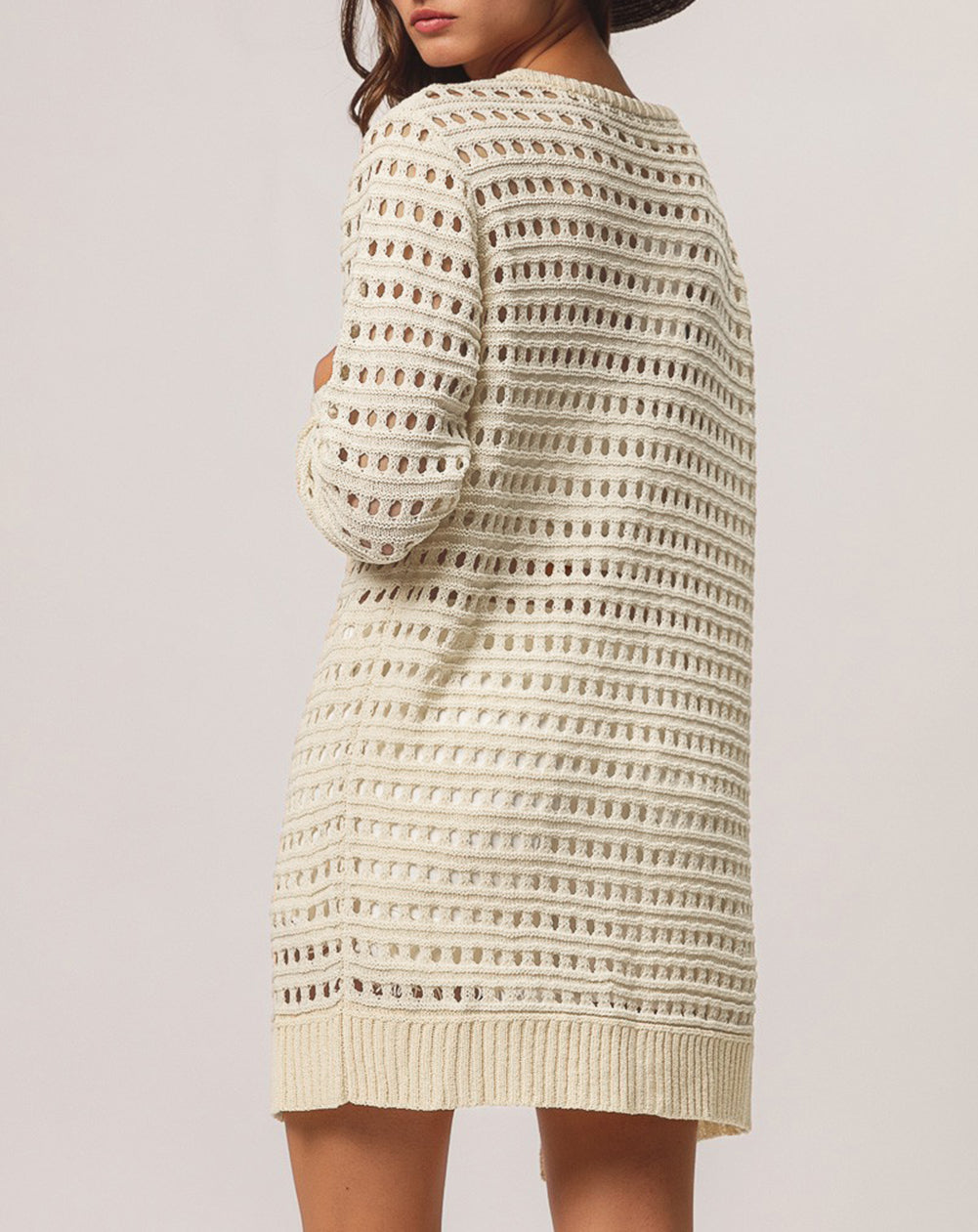 Solid Color Open Knit Duster Cardigan