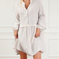 Frill Trim Half Buttoned Textured Dress