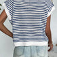 Stripe Ribbed Trim Loose Fit Knitted Sweater Vest