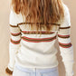 Rib Knitted Stripe Detail Henley Sweater