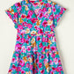 Rose Floral Print Ruffled Short Dress