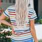 Stripes V Neck T-shirt