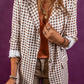 Chestnut Check Print Single Button Lapel Collar Blazer
