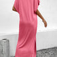 Crew Neck Bat Sleeve Maxi T-shirt Dress