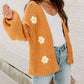 Flower Applique Bubble Sleeve Cardigan