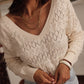 Buttoned Lace Patchwork Hollow Knit Sweater