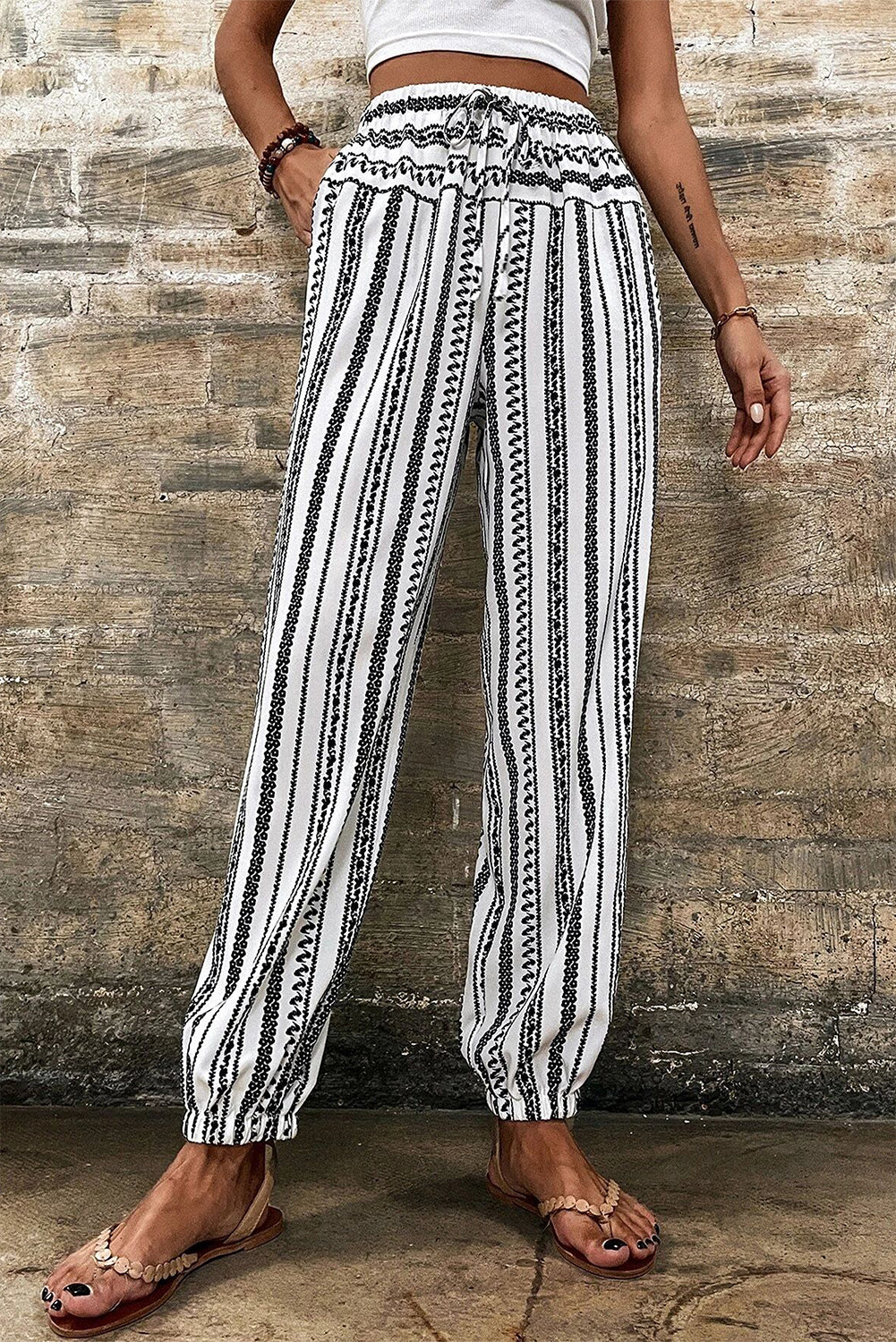 Stripe Boho Striped Print Casual Pants