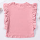 Ruffled Crew Neck Crop Top