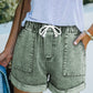 Pocketed Drawstring High Waist Denim Shorts