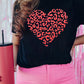 Leopard Heart Shaped Puff Print Crew Neck T Shirt