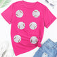 Sequined Baseball Graphic Cotton T Shirt